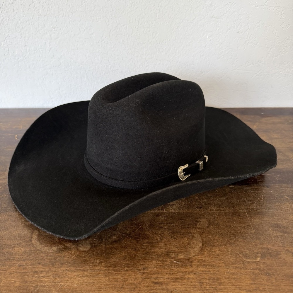 Resistol 3X Premium Wool Cowboy Hat Black Size 7 Self Conforming Western USA